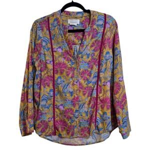 Anthropologie Whimsey Flannel Pajama Sleep Top Womens Floral Paisley Small Soft